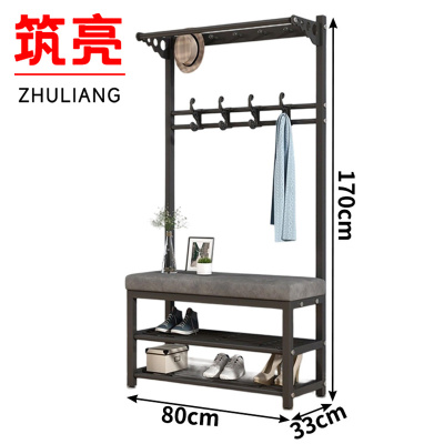 筑亮 钢制衣帽架 80*33*170cm黑色灰垫 个