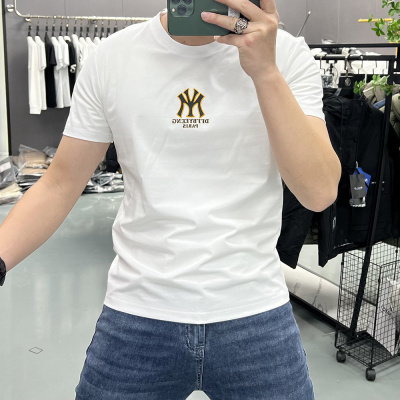 夏季新款薄款短袖男T恤印花字母丝光棉舒适透气圆领时尚T恤男上衣