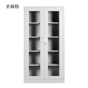 圣颖格钢制档案柜财务凭证柜带锁储物柜铁皮柜书柜通玻对开门文件柜