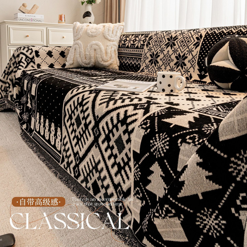 复古雪尼尔沙发盖布新款防猫抓沙发巾一整张全盖防滑坐垫套罩