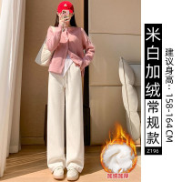 灰色灯芯绒加绒裤子女秋冬季新款休闲小个子窄版雪尼尔阔腿裤_597