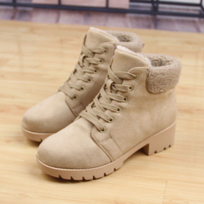 FISHBASKET加绒保暖马丁靴女冬季韩版休闲短靴百搭平底学生雪地靴女棉鞋靴子