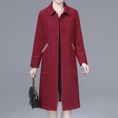 广赫妈妈装春装洋气风衣外套女新款中年春秋阔太太高贵中长款大码大衣风衣