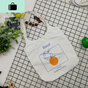 帆布包女单肩文艺韩版潮简约百搭学生大容量小清新日系帆布包insNEW LAKE 橘子背心包白女手包 橘子背心包白