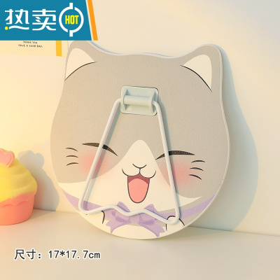 敬平ins风不规则镜子学生女可爱创意宿舍家用便携折叠桌面玻璃化妆镜 桔色 灰色猫头便携式用镜