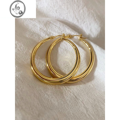 JiMi网红夸张大气圆圈耳环2021年新款潮法式复古慵懒风耳饰女气质耳圈