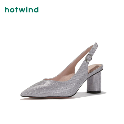 热风hotwind时尚女士粗跟单鞋高跟包头凉鞋H34W9307