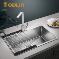 欧琳OULIN水槽单槽手工槽9104 台上盆洗菜盆 厨房水池套装 单槽套餐