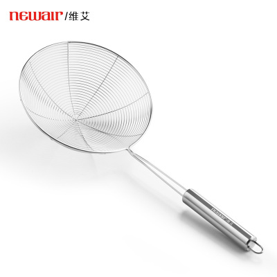 维艾304不锈钢漏勺过滤网勺捞面网筛小油炸家用厨房大号商用笊篱（304不锈钢漏筛-标准款-14cm）