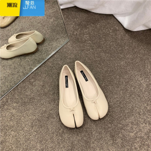 聚范豆豆鞋女鞋2024年新款夏季分趾猪蹄鞋脚趾懒人马蹄鞋平底单鞋秋鞋