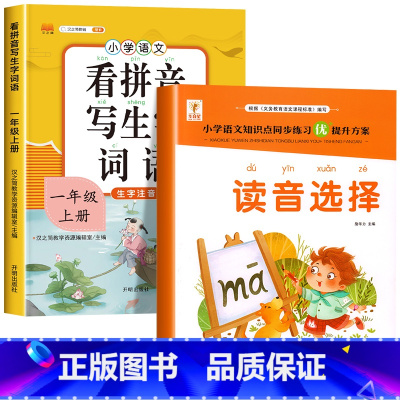2册:读音选择+看拼音写生字词语1上 [正版]读音选择 一年级生字注音专项训练 小学生汉语拼音拼读练习本人教版 1年级上