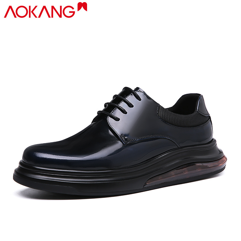 奥康皮鞋男新款韩版风潮流厚底男皮鞋鞋低帮系带青年百搭休闲鞋 男