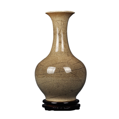 艺锦蓝国产中国江西景德镇市现代中式陶瓷器窑变花瓶装饰摆件家居工艺品摆设客厅装饰品黄色赏瓶