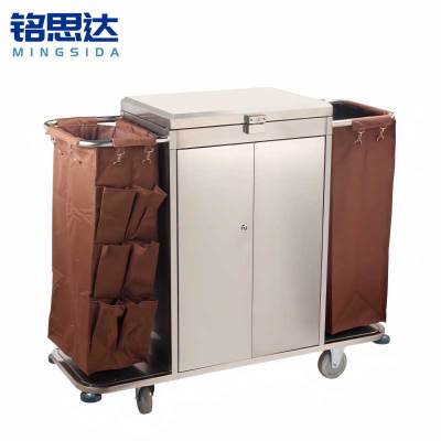 铭思达不锈钢布草车双门款个