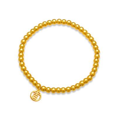 GZUAN古钻珠宝福禄黄金足金古法金珠手链转运珠串珠JXHJS0011约6.2-6.5克