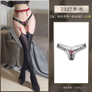 霏慕情趣内衣午夜魅力性感夜梦衔钻吊带油亮一体袜7327