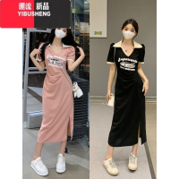 YIBUSHENG大码微胖polo休闲连衣裙女季新款T恤裙子胖mm遮肚显瘦A字裙长裙