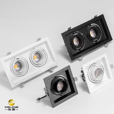 变焦斗胆灯双头led射灯嵌入式cob双眼筒灯天花店铺商用方形格栅灯