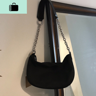 极简冷淡复古风2020春夏新款新月百搭黑色链条腋下法棍单肩包包女NEW LAKE女士单肩包