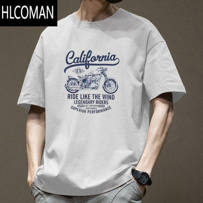 HLCOMAN短袖T恤男夏季2025新款宽松上衣ins潮牌美式复古男生半袖体恤