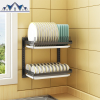 不锈钢碗架沥水架厨房置物架放碗碟架壁挂免打孔晾洗碗筷收纳架子 三维工匠