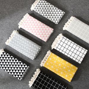 幸福派 北欧ins风桌布防水棉麻格子装饰 素色印花小清新台布茶几垫餐桌布网红地摊桌布