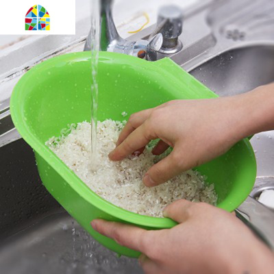 创意水洗菜盆挂式淘米萝果蔬篮 多功能塑料沥水洗菜篮子收纳篮 FENGHOU 玫红