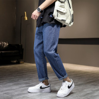 男士牛仔裤直筒宽松韩版经典复古蓝水洗潮流阔腿休闲长裤