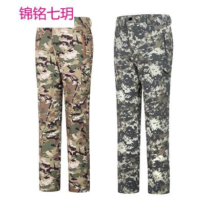 厂家直销户外时尚迷彩软壳裤男抓绒裤情侣款单层冲锋裤防水保暖