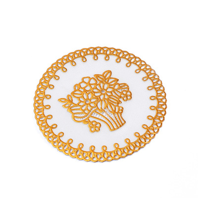 洁能尚 JNS-BT03 直径10CM 12个/包 1包/套 PVC白底金花杯垫 茶具(计价单位:套)白金