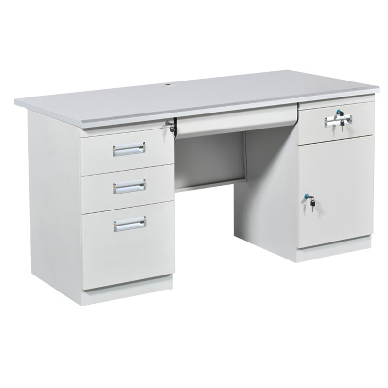 慧采云 钢制办公桌铁皮电脑桌带抽屉员工写字台职员单人财务桌办公桌1.4m