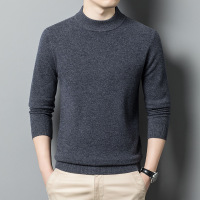 男士羊毛衫冬季新款半高领加厚保暖450克纯色打底针织毛衣男