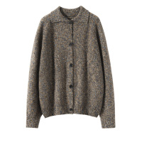 山羊绒开衫女麻花重工带扣纯色百搭春秋季新款外套宽松针织衫