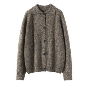 山羊绒开衫女麻花重工带扣纯色百搭春秋季新款外套宽松针织衫