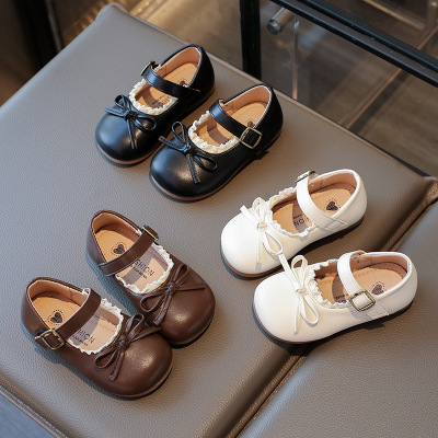 儿童小皮鞋2025春秋季新款韩版百搭蝴蝶结公主鞋女童软底宝宝单鞋