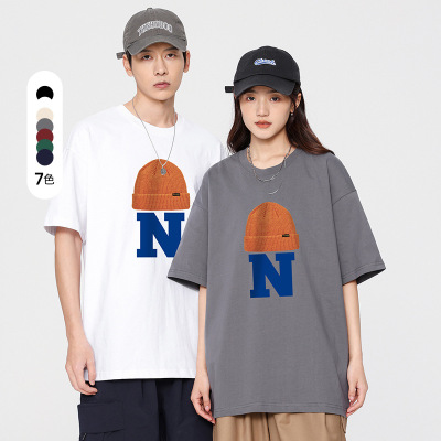 纯棉短袖T恤男夏季新款韩版圆领印花百搭休闲打底衫潮T恤男女同款