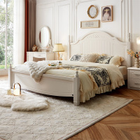 全友家居双人床 韩式田园1.8米床板式床 卧室家具四件套-