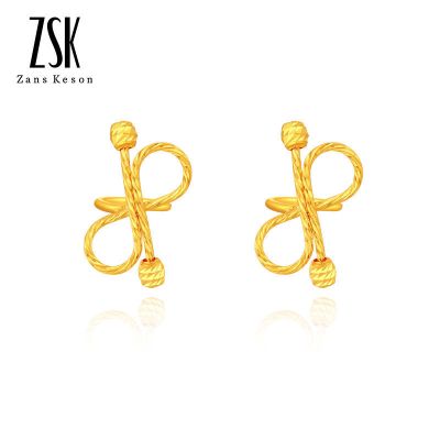 5G工艺-ZSK珠宝黄金耳钉女足金999耳钉耳饰女黄金首饰女结缘金耳钉自戴女士（计价工费150元）1.42克一对