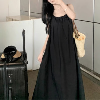 法式初恋浪漫气质感高级性感露背挂脖吊带连衣裙仙女海边度假长裙