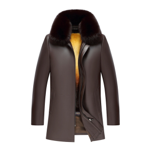 可拆卸内胆尼克服 正品海宁真皮外套男皮草中长款春秋装新款加厚水貂大衣男春秋装工装防水外套派克服水貂毛领大衣外套男