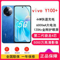 vivo Y100+ 风暴蓝 8GB+128GB 第二代骁龙4芯 5G芯 6000mAh电池 44W充电 5000万OIS光学防抖 44W超快闪充 5G 快充 拍照 手机 Y100