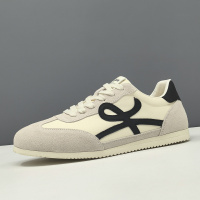 春夏透气真皮板鞋男款潮流百搭鞋子欧洲站男士高端轻奢拼色休闲鞋