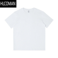 HLCOMAN230g新疆精梳棉短袖t恤男女夏宽松纯白2025新款