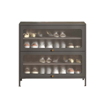 铭威盾家用门口鞋柜新款2024室内入户储物柜一体翻门钢制2门4层80宽-灰