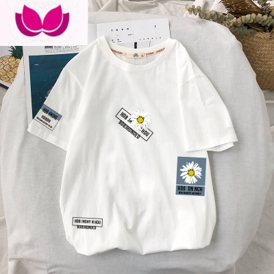 七斓小雏菊vibe美式高街复古vintage短袖T恤国潮大码情侣装夏装男