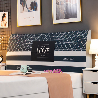 床头套罩 床头罩防尘全包软包床头床靠背罩保护套北欧风格简约 蓝色格子 高度50-65*长度180cm通用款