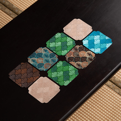 苏氏陶瓷(SUSHI CERAMICS)功夫茶杯垫国潮风台湾锦缎杯垫8个装9*9cm