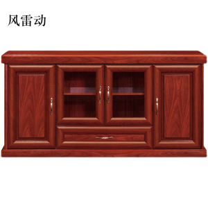风雷动胡桃色餐边柜简约茶水柜四门1600*400*800[工厂现做 7天内发货]