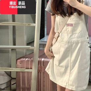 YIBUSHENG减龄气质设计感可爱牛仔背带短裙女2024年季薄款收腹显瘦连衣裙