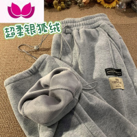七斓灰色运动裤子男高街潮牌抽绳束脚两穿卫裤美式直筒休闲裤